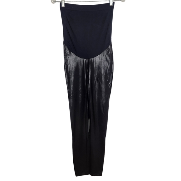 SPANX Faux Leather Leggings Mama Waistband - Picture 1 of 14